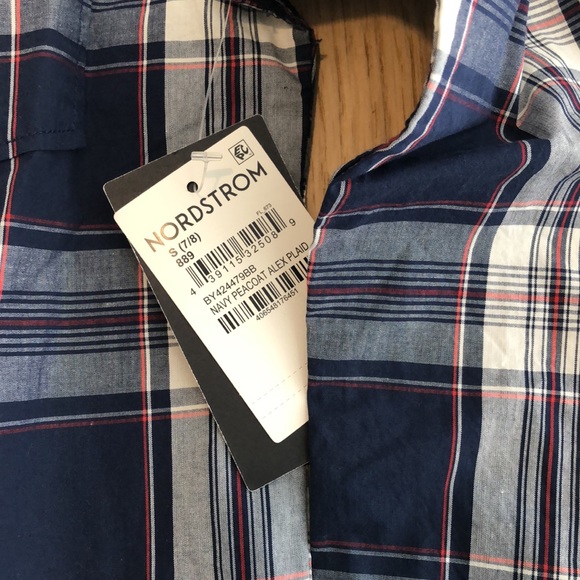 Brand new Nordstrom’s Navy Peacoat Alex Plaid Dress Shirt - Picture 2 of 3
